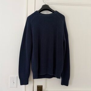 Llbean shaker stitch 100 percent cotton navy Crewneck Sweater
